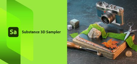 Image of Adobe Substance 3D Sampler Crack software interface with various 3D textures and materials for digital design projects.