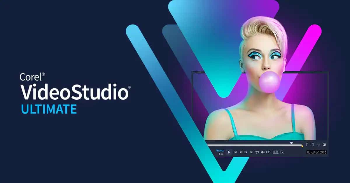 Image: Corel VideoStudio Ultimate 2023 logo, featuring sleek design with bold text.