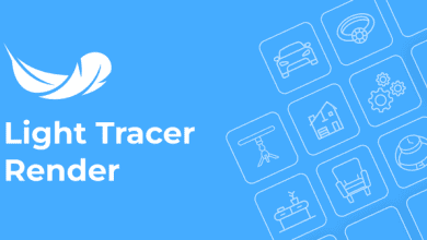 Version 1: Light Tracer Render - A codecanyon item for sale, showcasing a high-quality light tracing effect.