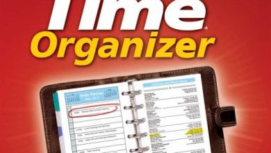 Cover of "AnyTime Organizer Deluxe" software, version 15. The cover shows a planner with "Daily Planner" written on an open page. Claims highlight functions such as organizing, managing contacts, to-do lists, and a calendar. A badge notes it as a #1 best-selling pre-activated software.