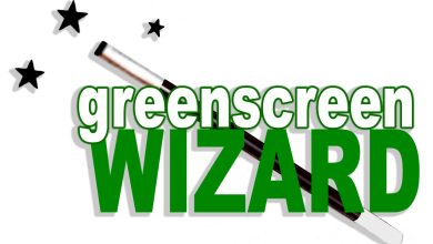 An image featuring a magic wand and three black stars in the background. In the foreground, large green text states "Green Screen Wizard Professional v14.0." The magic wand is diagonally placed, touching the letters, showcasing the Greenscreen Wizard's upgraded capability for professional use.