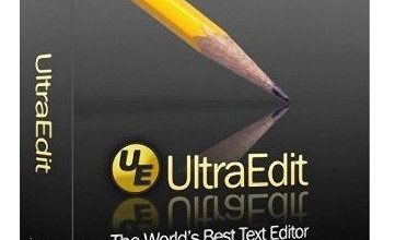 The image shows a software box for UltraEdit by IDM Computer Solutions, Inc. The black box features a yellow pencil graphic and the IDM UltraEdit logo. The text reads: "UltraEdit v31.0.0.44 - The World's Best Text Editor" and mentions one year of free upgrades, as highlighted in Meu2022.