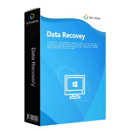 A software box for "Do Your Data Recovery" is displayed. The box is primarily blue with a gradient effect, featuring a Windows icon on a computer monitor graphic. The words "Data Recovery" are prominent on the front, emphasizing its professional-grade features, and the company logo is at the top.