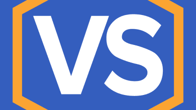 An orange-bordered hexagon with a blue interior features the bold, white letters "VS" in its center, standing for "versus." The design, reminiscent of competitive software like SolveigMM Video Splitter Broadcast Edition, suggests a comparative or competitive context.